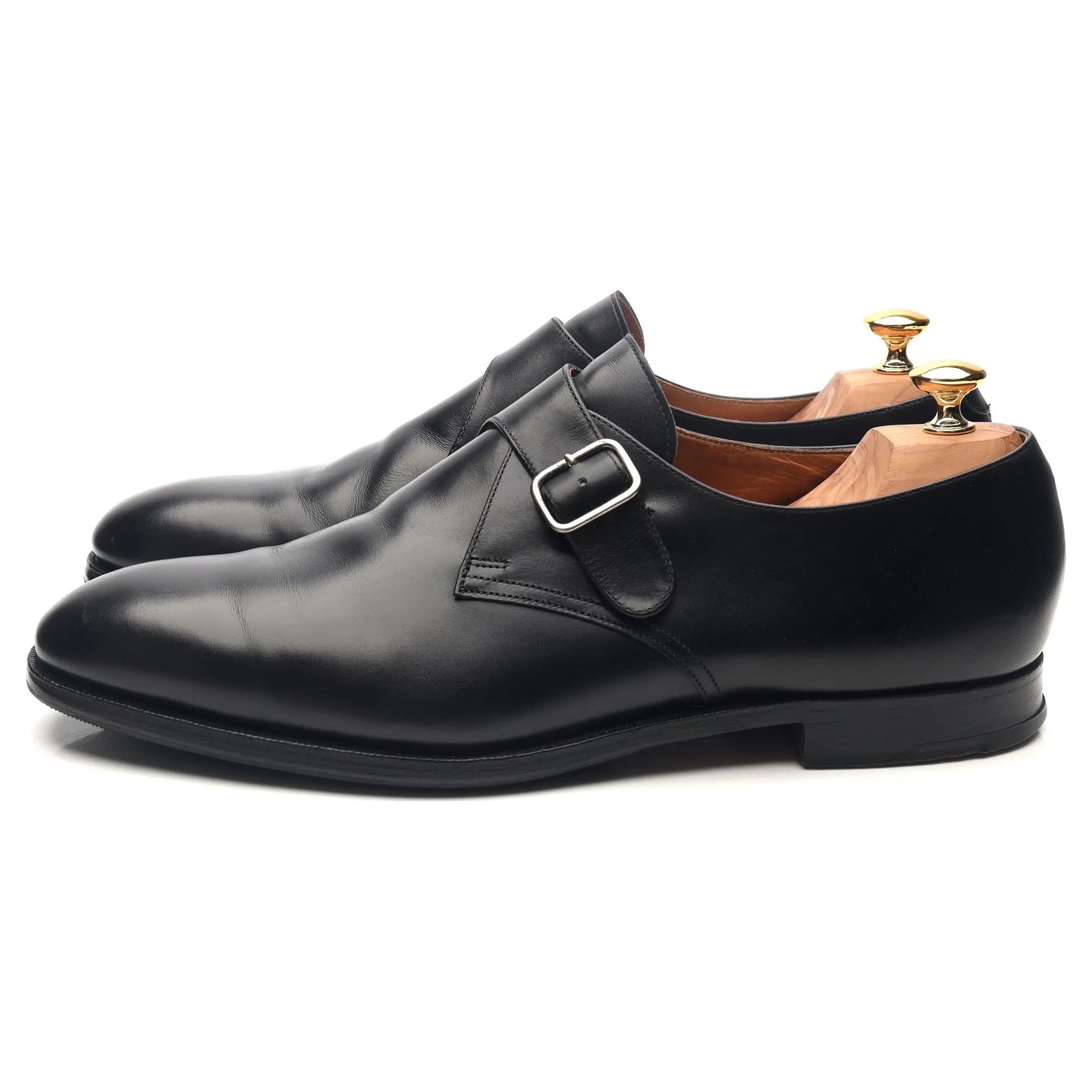 'Grosvenor' Black Leather Monk Strap UK 12 F