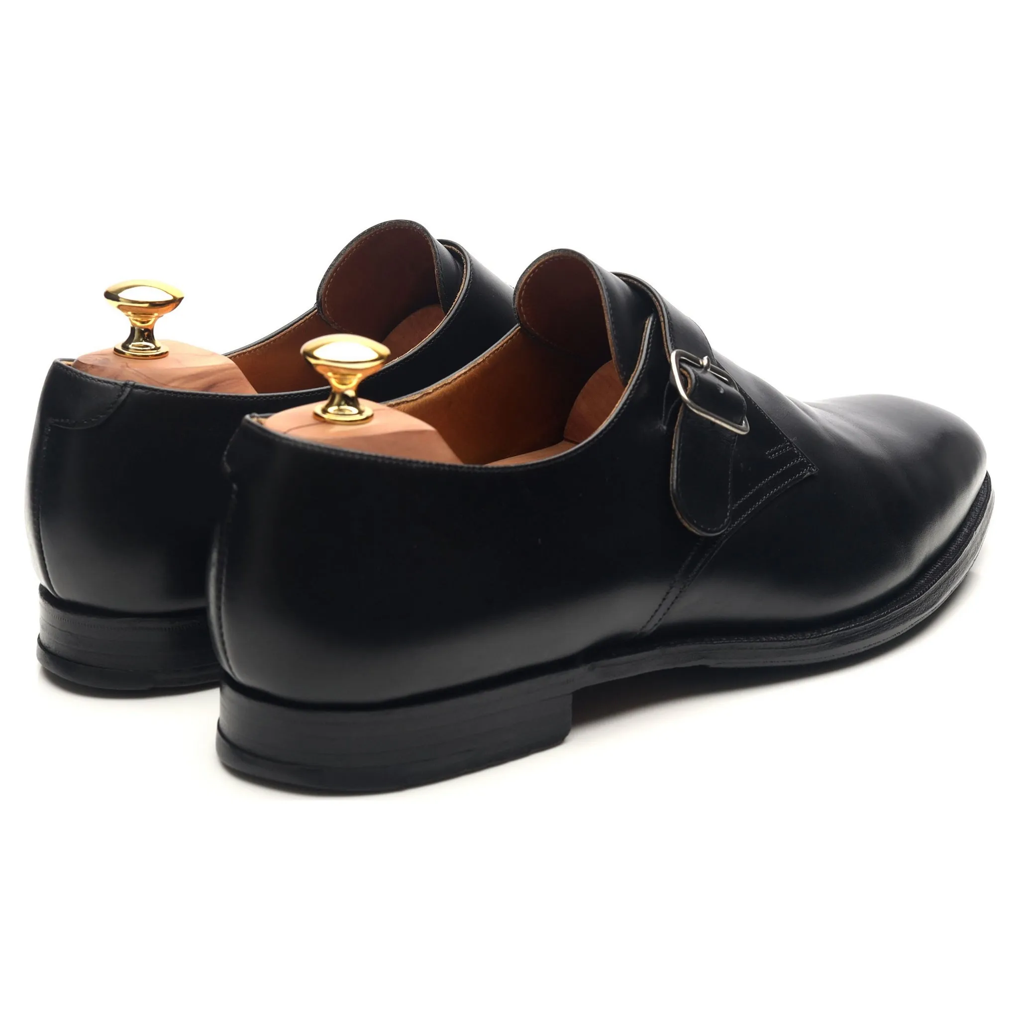 'Grosvenor' Black Leather Monk Strap UK 12 F