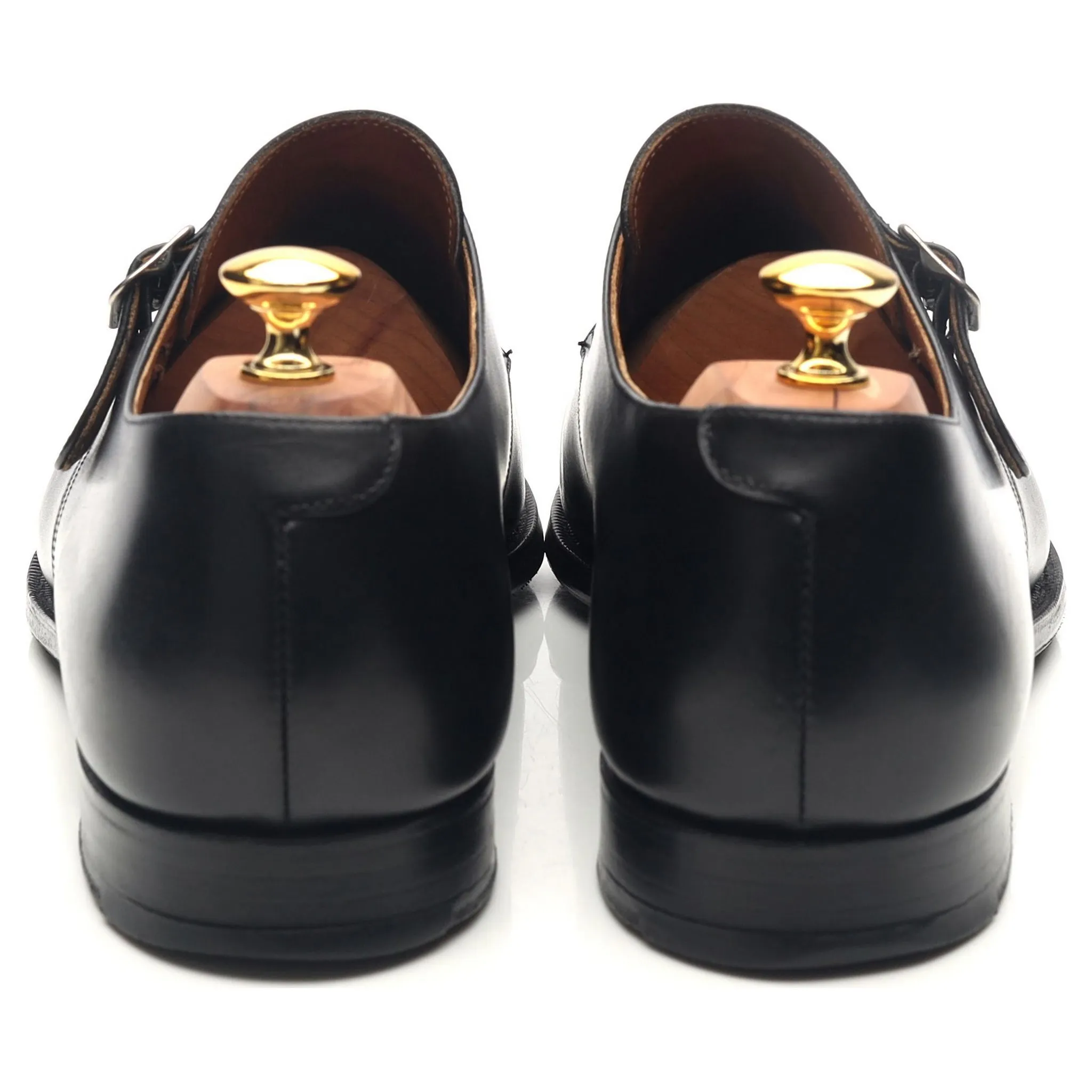 'Grosvenor' Black Leather Monk Strap UK 12 F