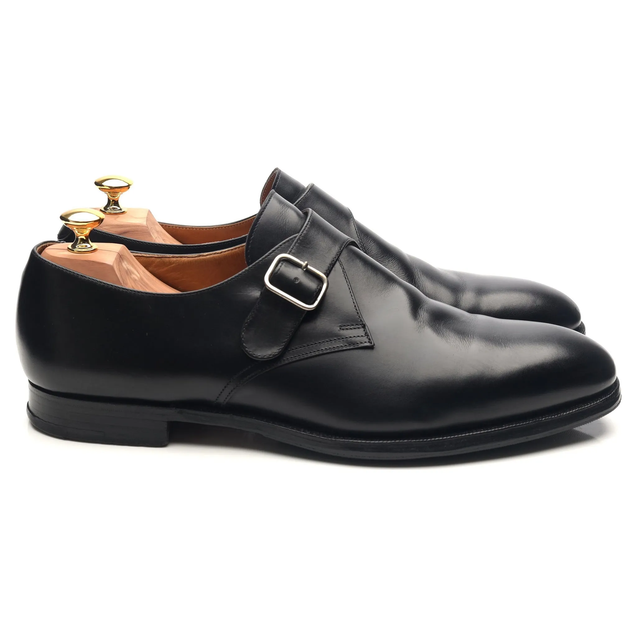 'Grosvenor' Black Leather Monk Strap UK 12 F