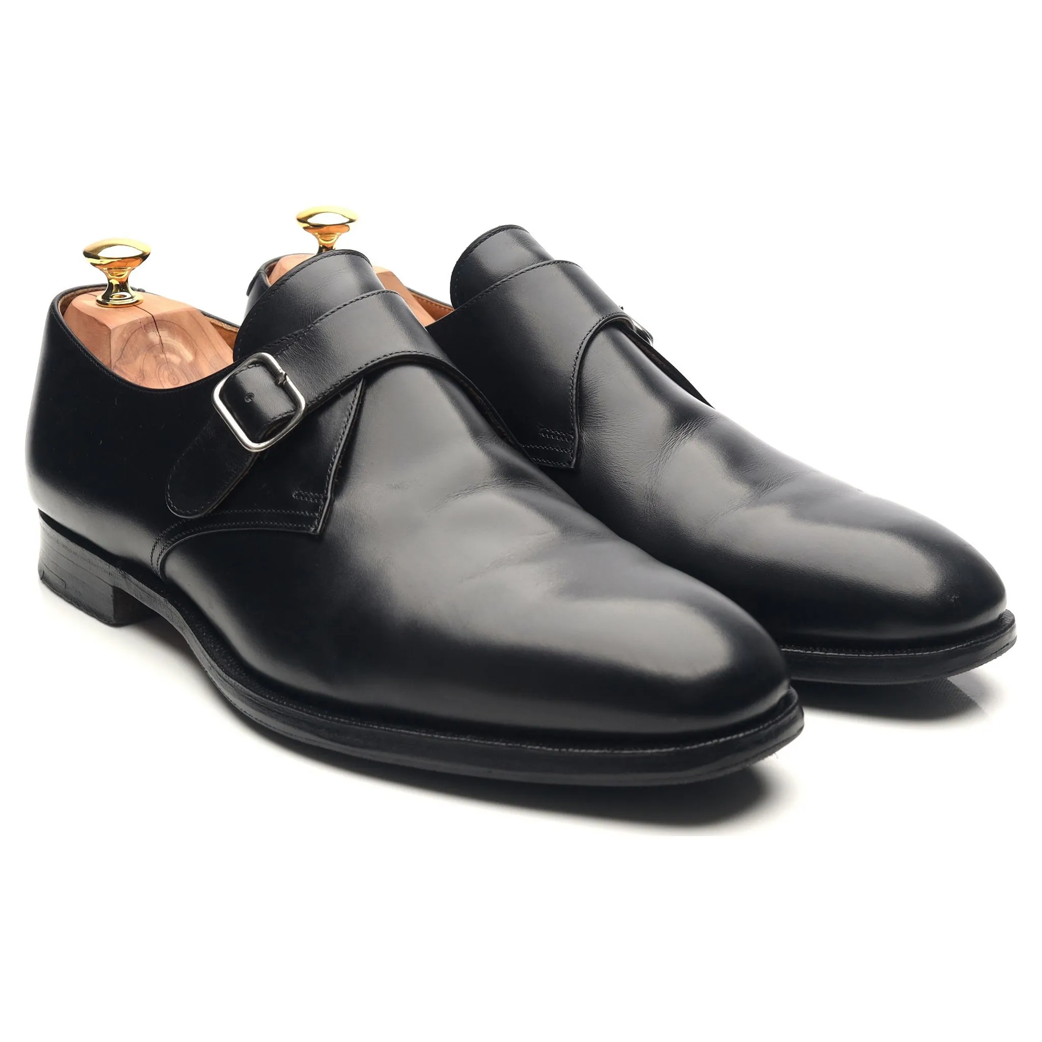'Grosvenor' Black Leather Monk Strap UK 12 F