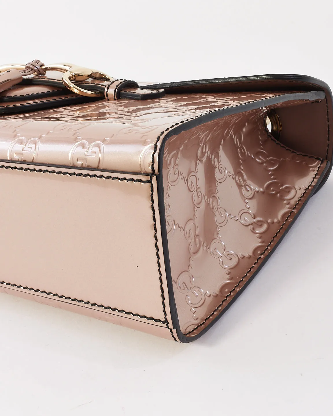 Gucci Pink guccissima Patent Leather Emily Chain Flap Shoulder Bag