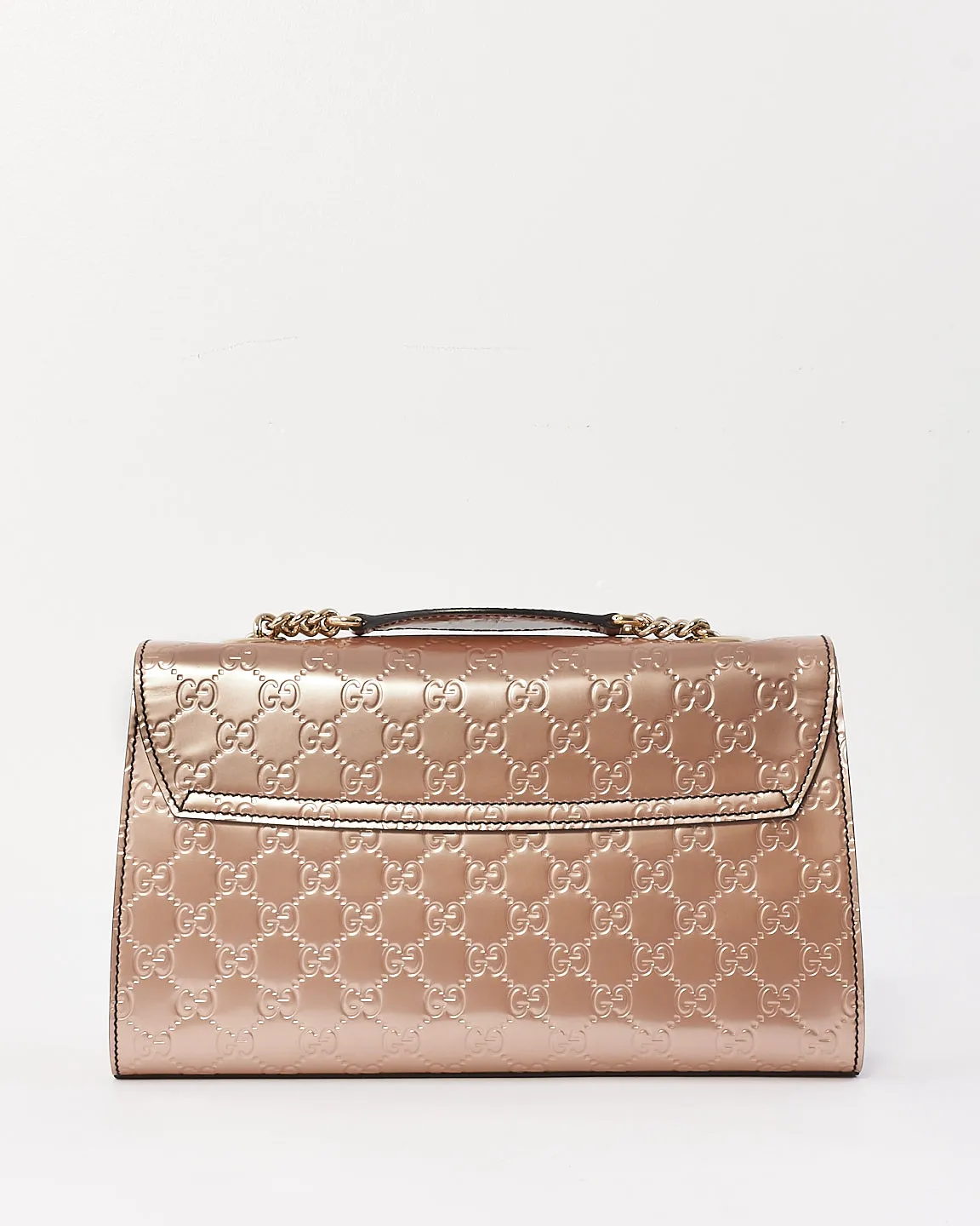 Gucci Pink guccissima Patent Leather Emily Chain Flap Shoulder Bag