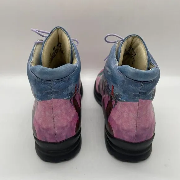 Icon Native American Graphic Print Short Boots Leather Women Sz 9M USA Artsy