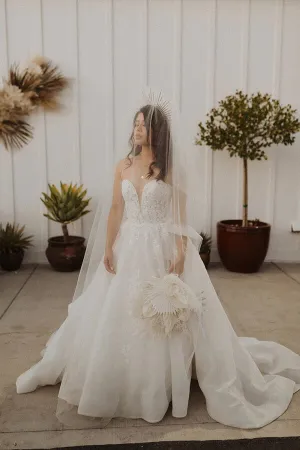 Ivory Ball Gown Strapless Sweetheart Lace Appliques Wedding Dresses, MW958