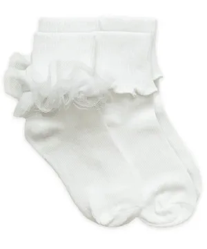 Jefferies 2pk Ruffle Lace & Ripple Edge Turn Cuff Socks