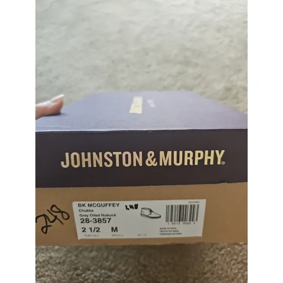 Johnston &amp; Murphy McGuffey Chukka Boots Boy's Size 2.5 Grey Oiled Nubuck NEW $65