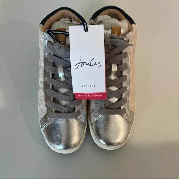 Joules Womens Tildy Mid Leather Lace Up Trainers Stars Adult, Size 5, NWT