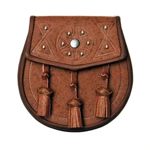 Khaki Leather Circular Studded Design Sporran
