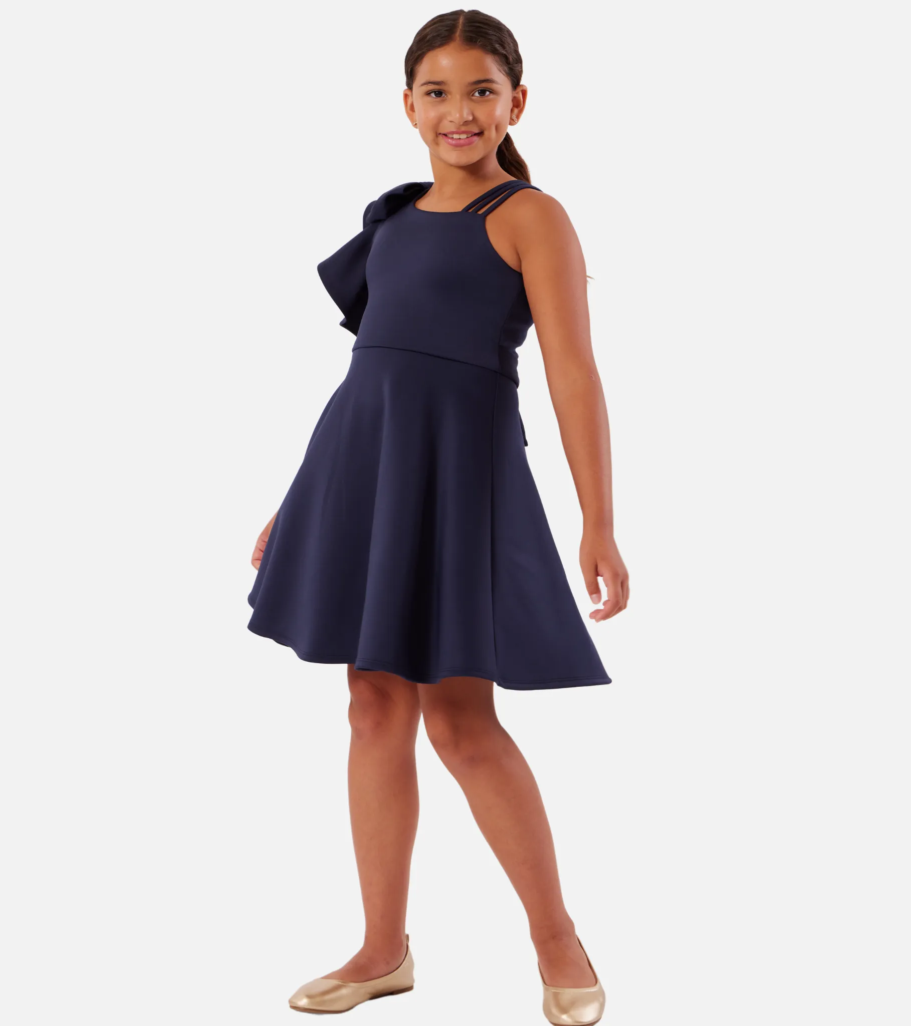 Kylie Ruffle Shoulder Skater Dress
