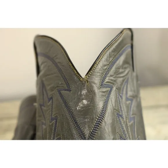 Laramie Cowboy Boots Gray Ostrich Leather Mens 7.5