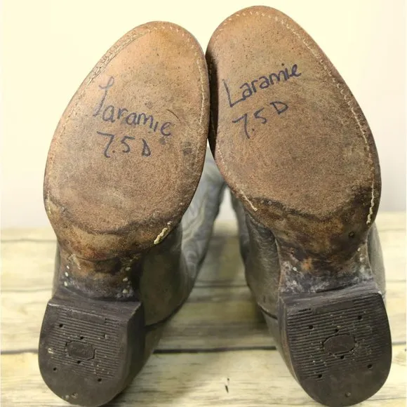 Laramie Cowboy Boots Gray Ostrich Leather Mens 7.5