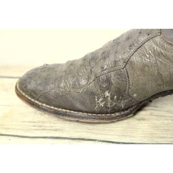 Laramie Cowboy Boots Gray Ostrich Leather Mens 7.5