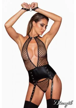 Large Net Garter Slip Black