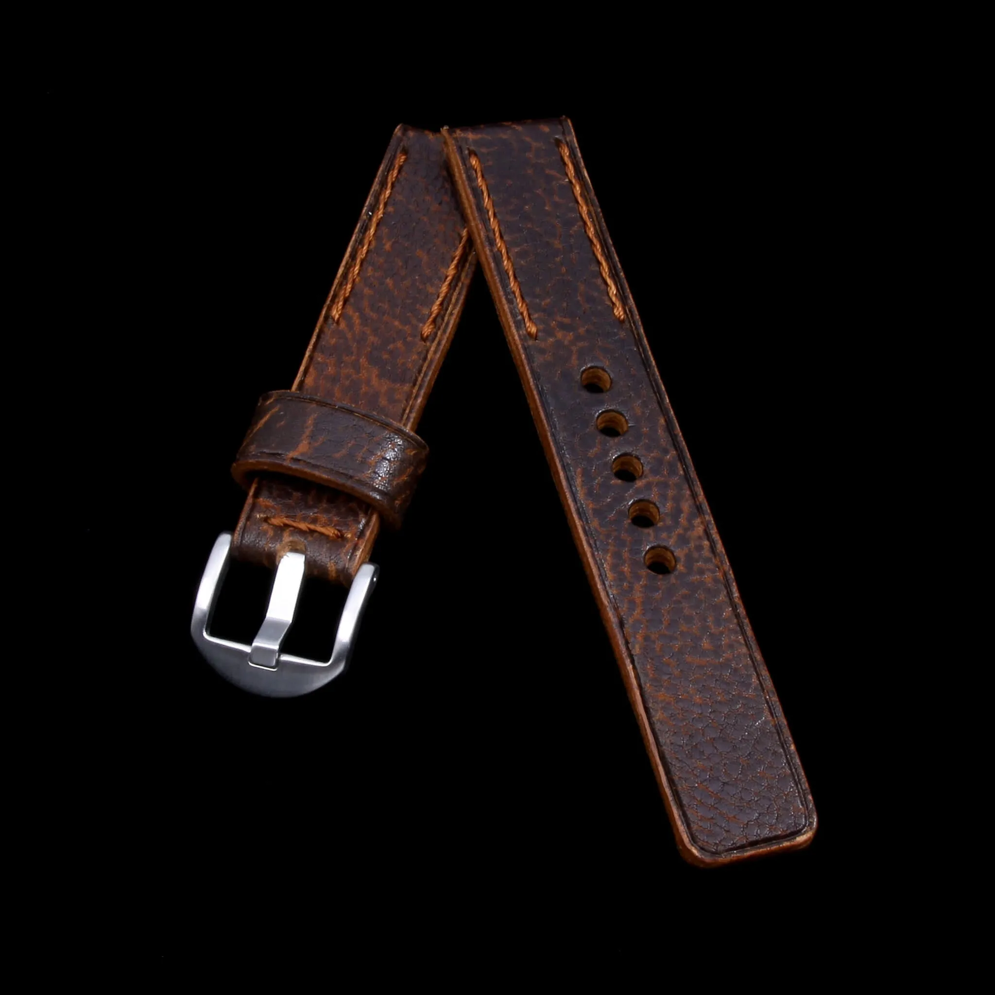 Leather Watch Strap, Gobi Cognac | Chain Stitch