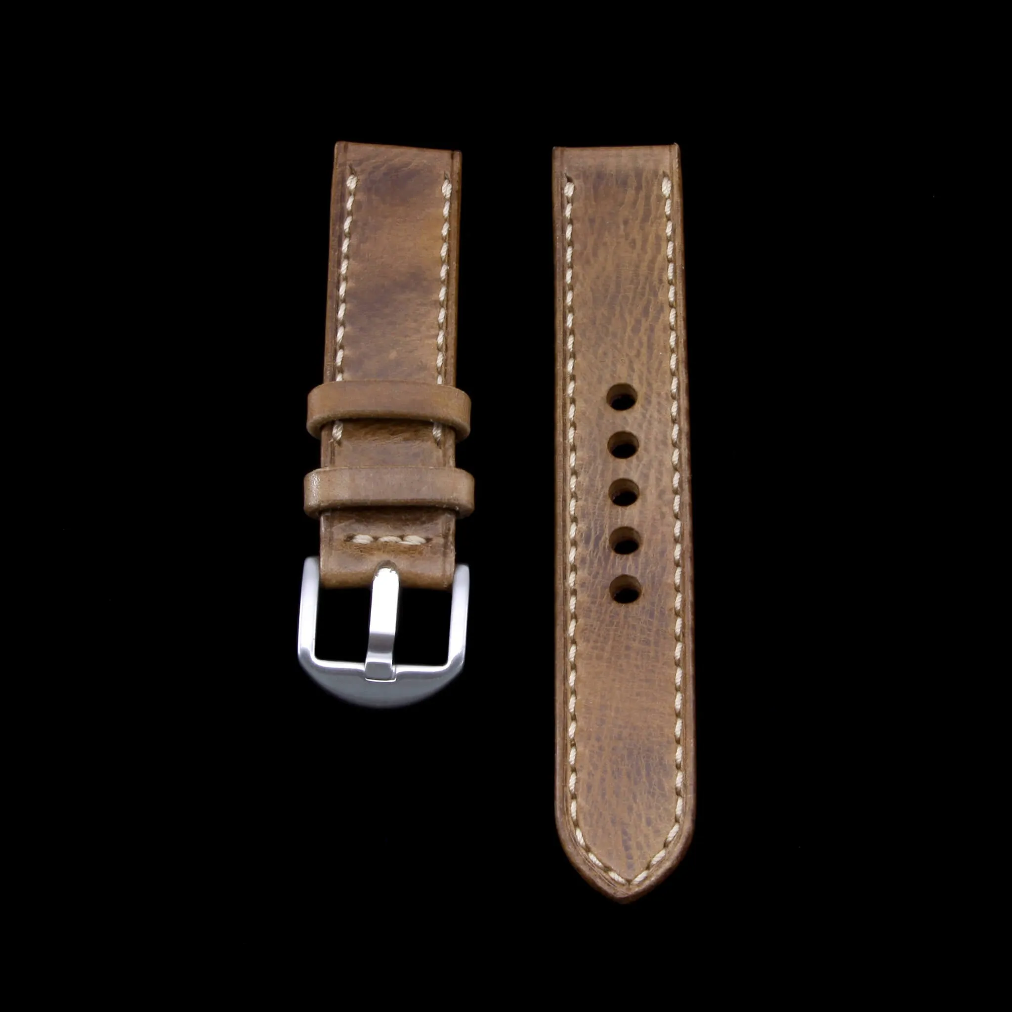 Leather Watch Strap, Military 102  | Full Stitch