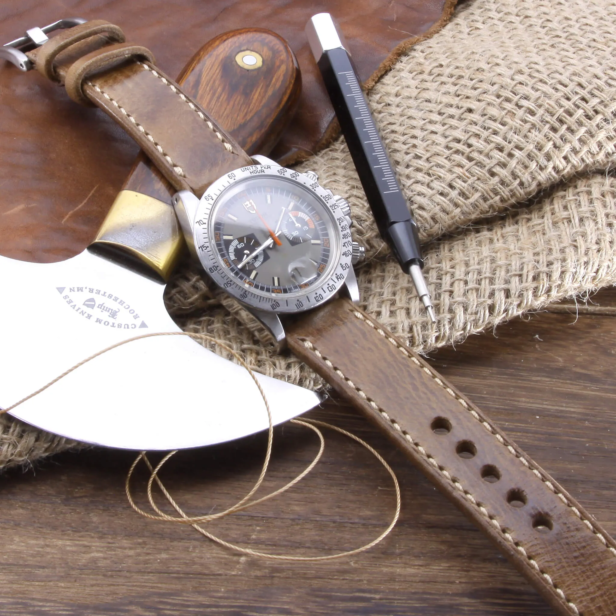 Leather Watch Strap, Military 102  | Full Stitch