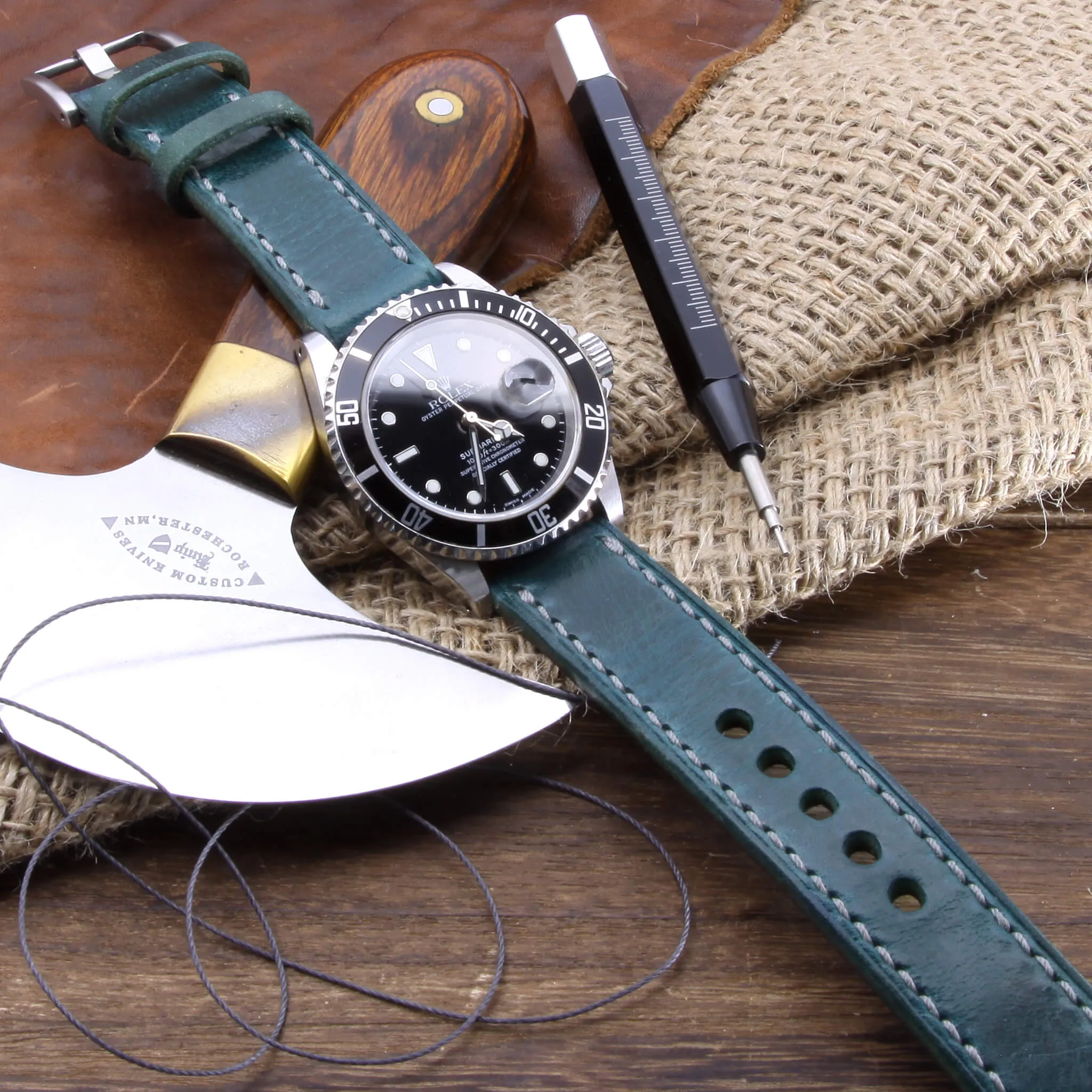Leather Watch Strap, Military 106  | Full Stitch