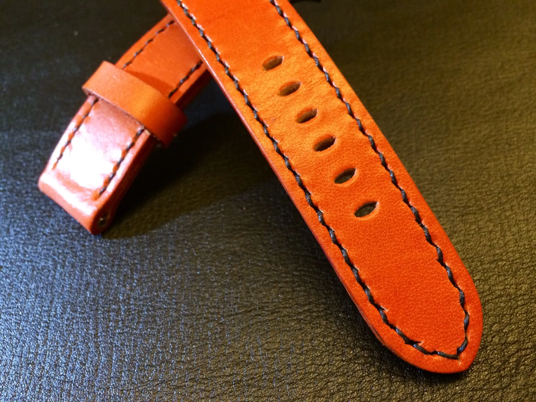 Leather Watch Strap, Panerai Watch Strap, Orange Watch Band for 24mm or 26mm lug, Replacement Watch Band