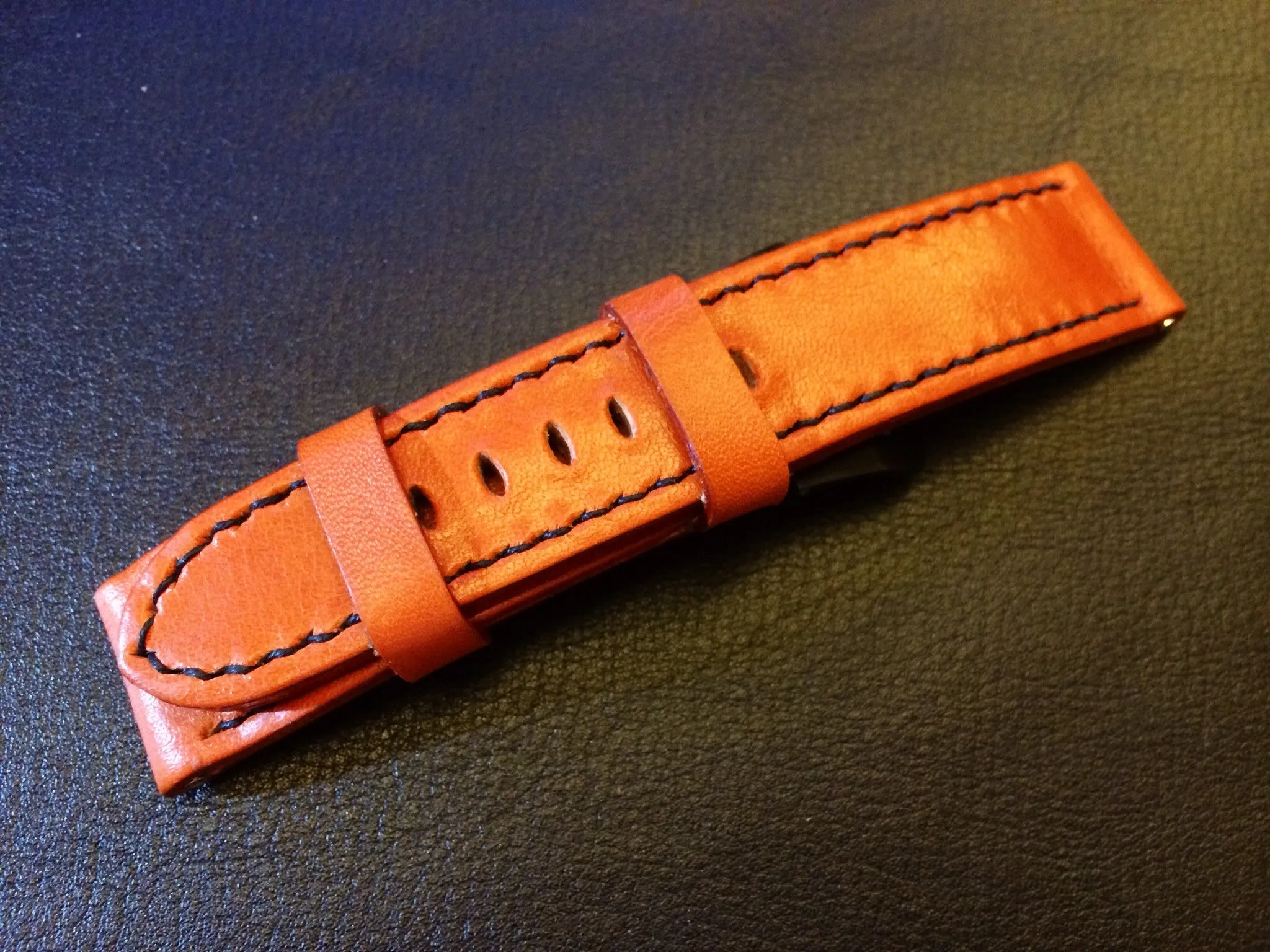 Leather Watch Strap, Panerai Watch Strap, Orange Watch Band for 24mm or 26mm lug, Replacement Watch Band