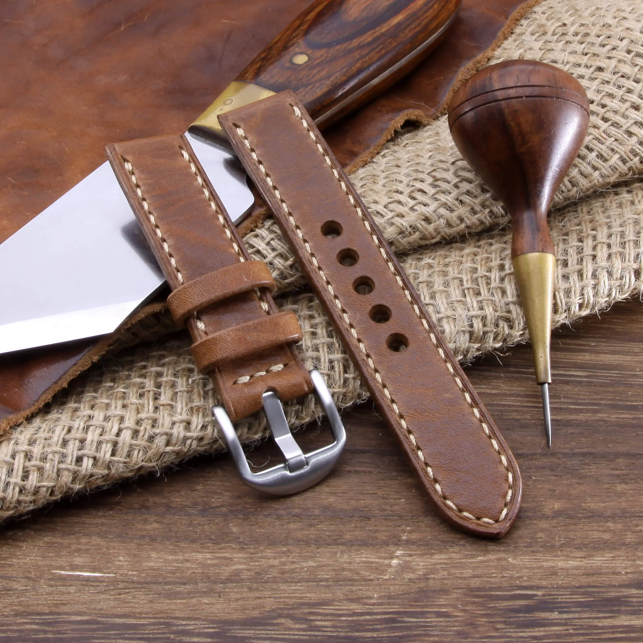 Leather Watch Strap, Vintage 402  | Full Stitch