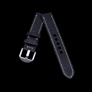 Leather Watch Strap, Vintage Nero (Black)  | Full Stitch