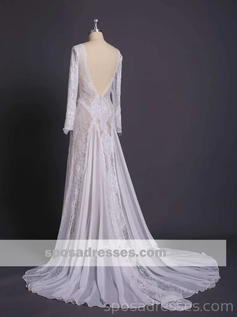 Long Sleeves Lace Mermaid Long Wedding Dresses Online, Cheap Bridal Dresses, WD532