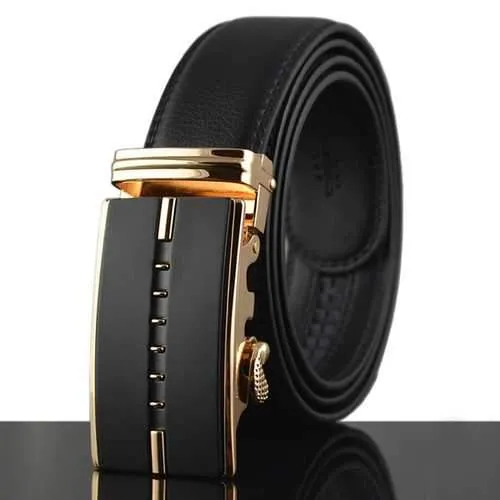 Men Business Genuine Leather Belt Casual Metal Automatic Buckle Strap Jeans Cowboy