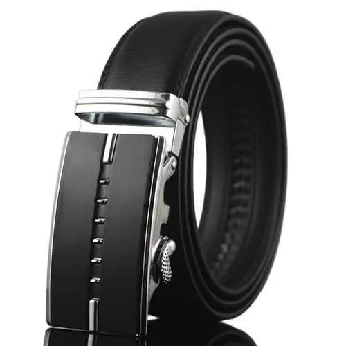 Men Business Genuine Leather Belt Casual Metal Automatic Buckle Strap Jeans Cowboy