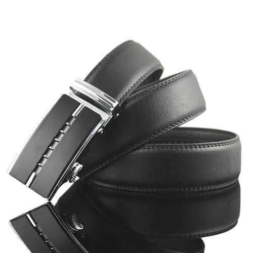 Men Business Genuine Leather Belt Casual Metal Automatic Buckle Strap Jeans Cowboy
