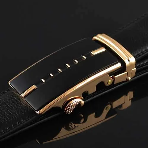Men Business Genuine Leather Belt Casual Metal Automatic Buckle Strap Jeans Cowboy