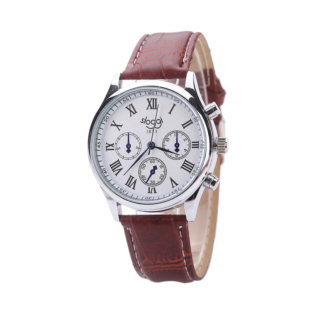 Men Generalsiness Leather Strap Quartz Watch