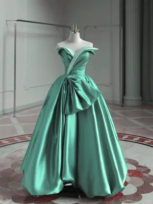 Mint Blue Satin Sweetheart Long Wedding Party Dress, Mint Blue Satin Prom Dress