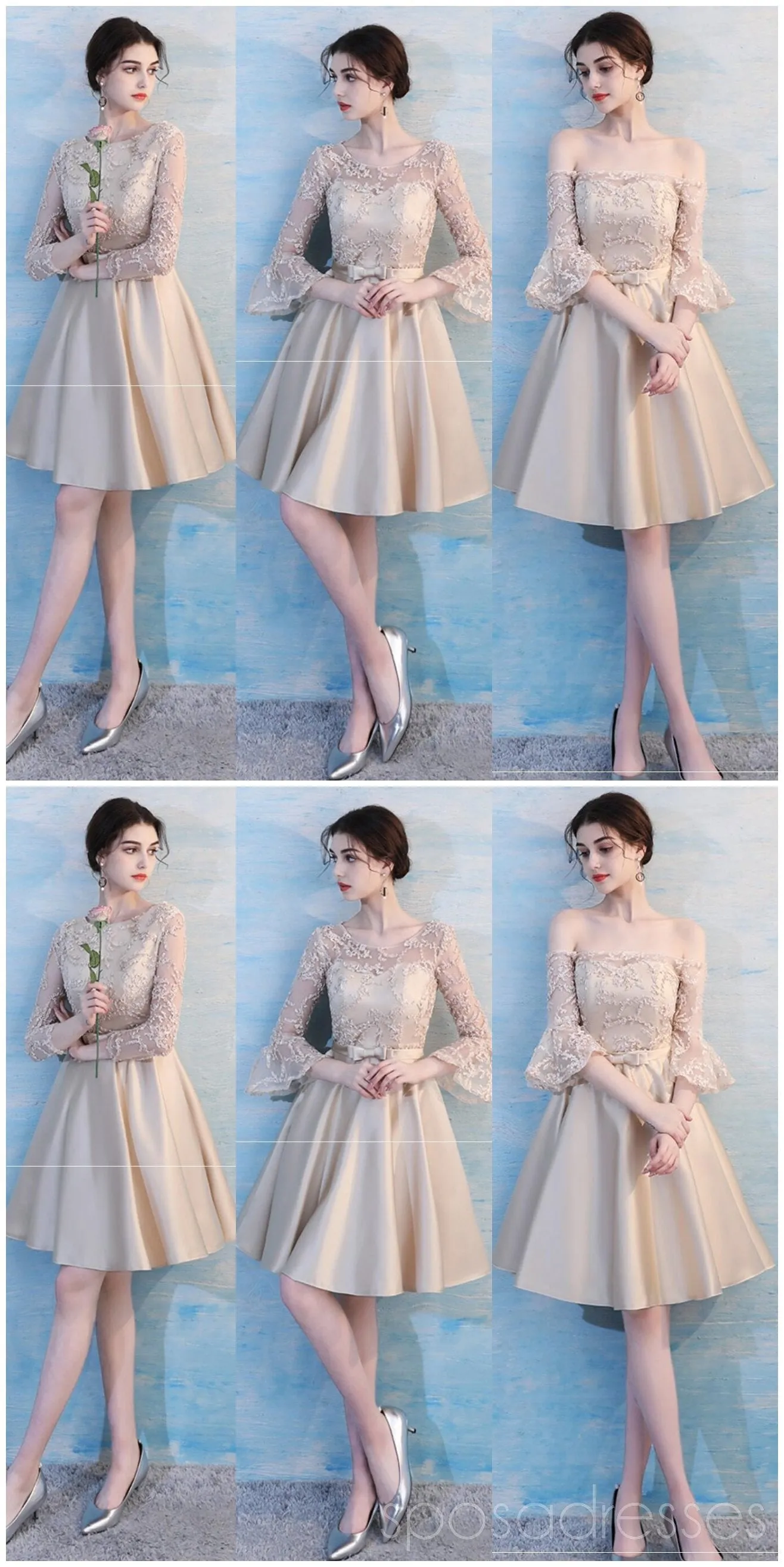 Mismatched Short Lace Cheap Custom Bridesmaid Dresses Online, WG501