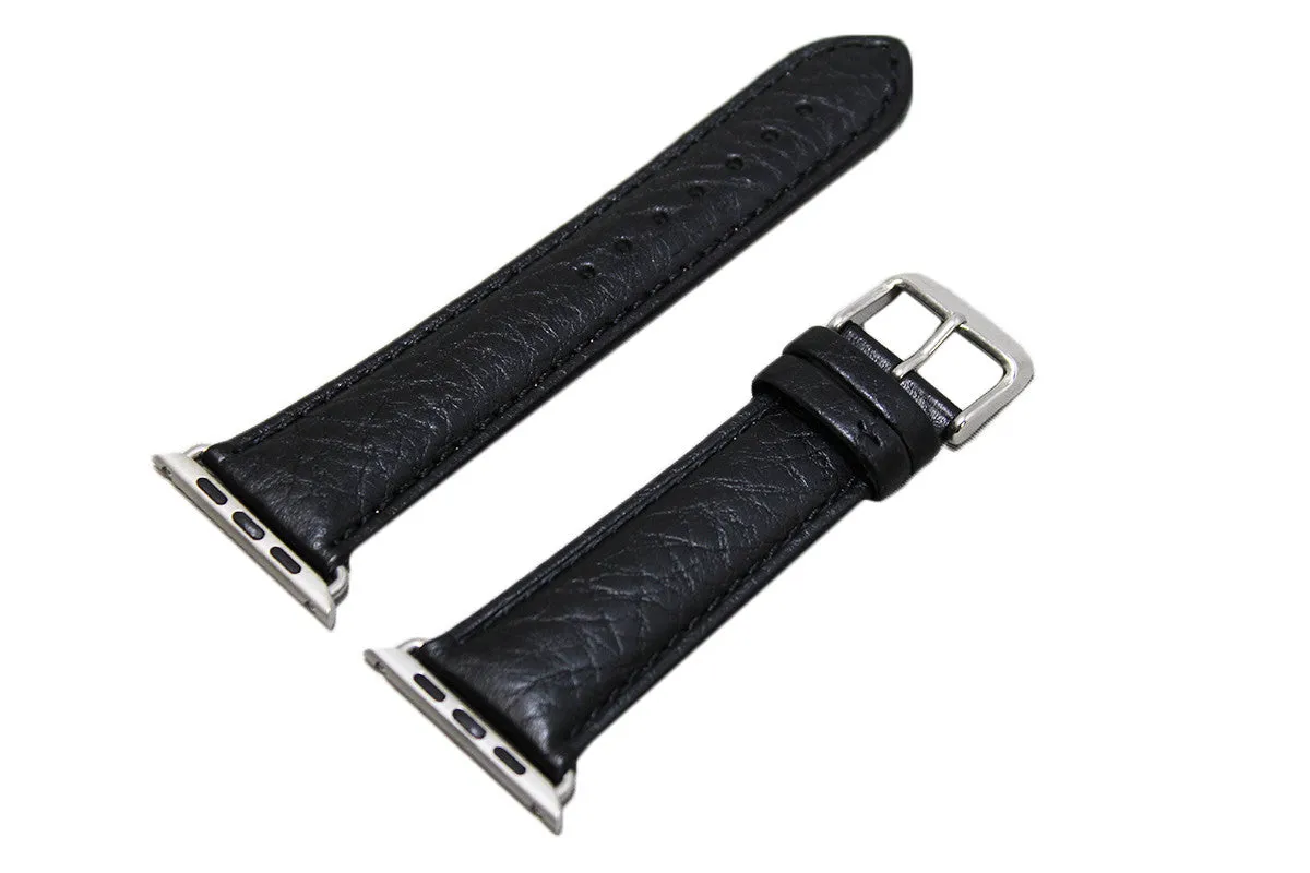Mitri Genuine Grain Leather Black Watch Strap For Apple Watch