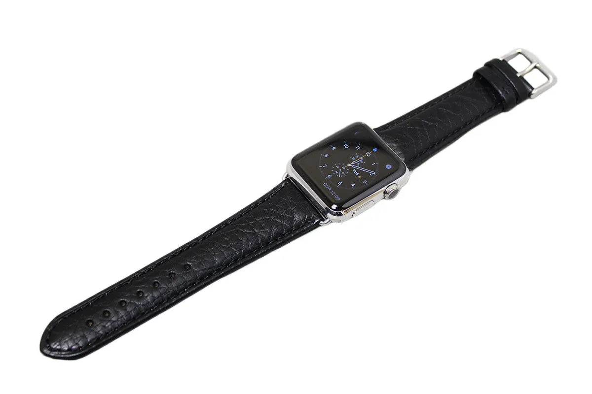 Mitri Genuine Grain Leather Black Watch Strap For Apple Watch