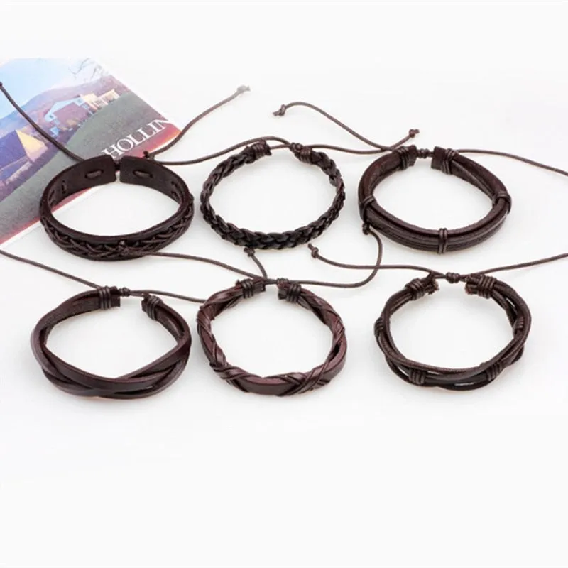 Multilayered Black Leather Bracelet