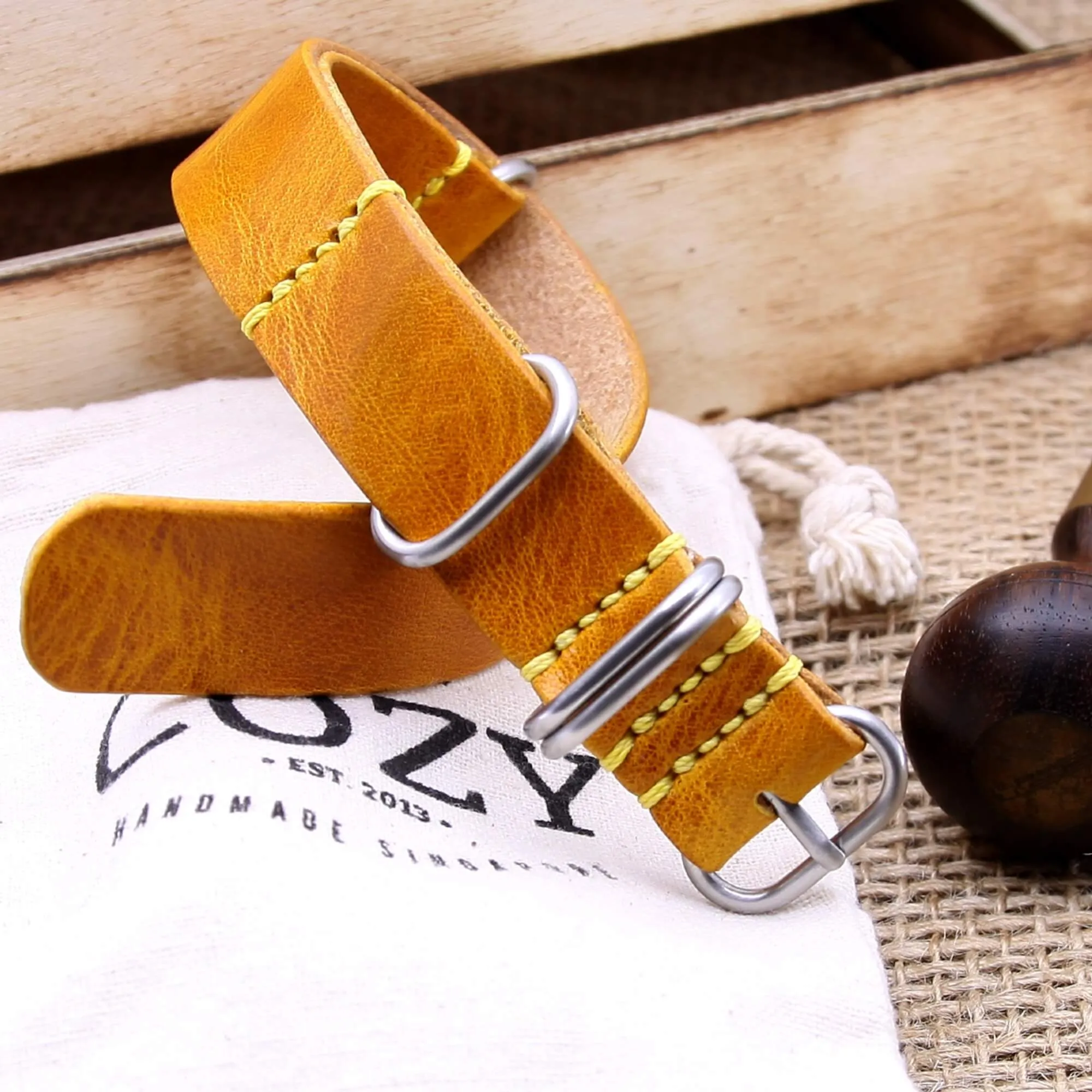 NAT2 Leather Watch Strap, 5-Ring Military 104