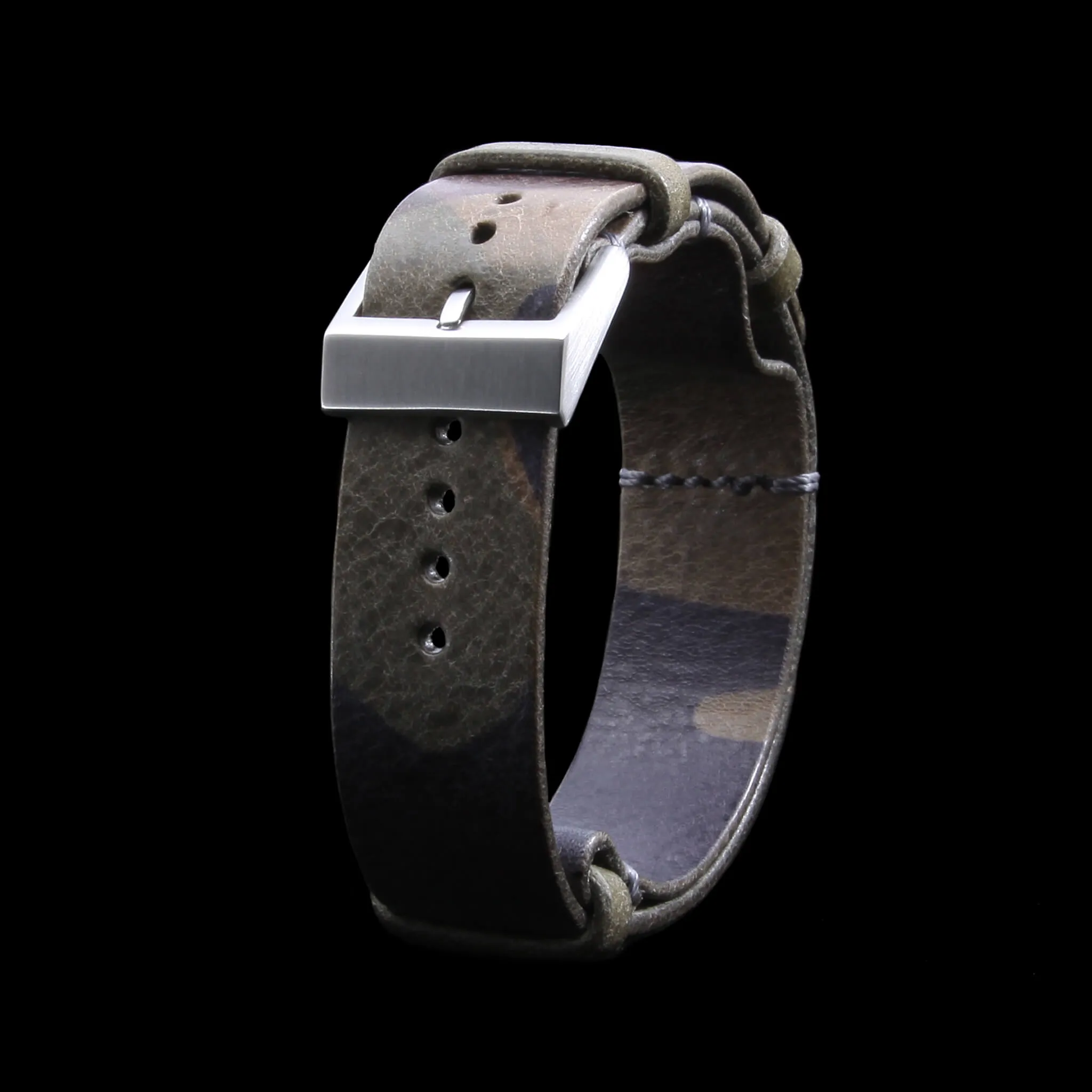 NAT2 Leather Watch Strap, Camo Grigio