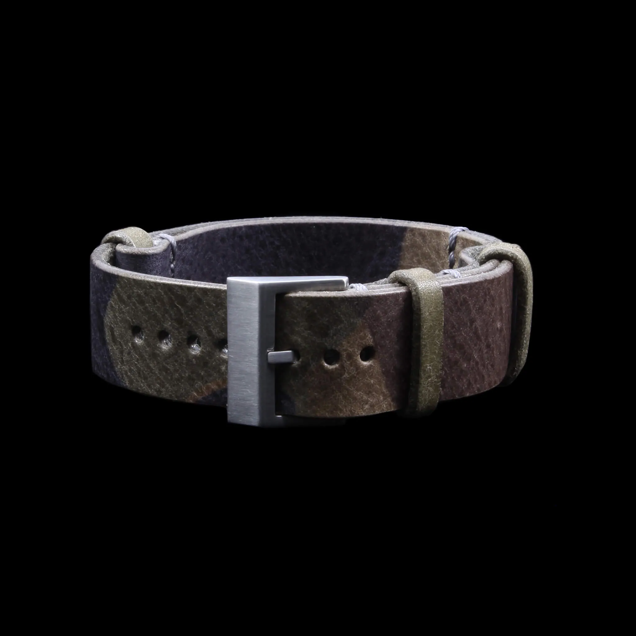 NAT2 Leather Watch Strap, Camo Grigio