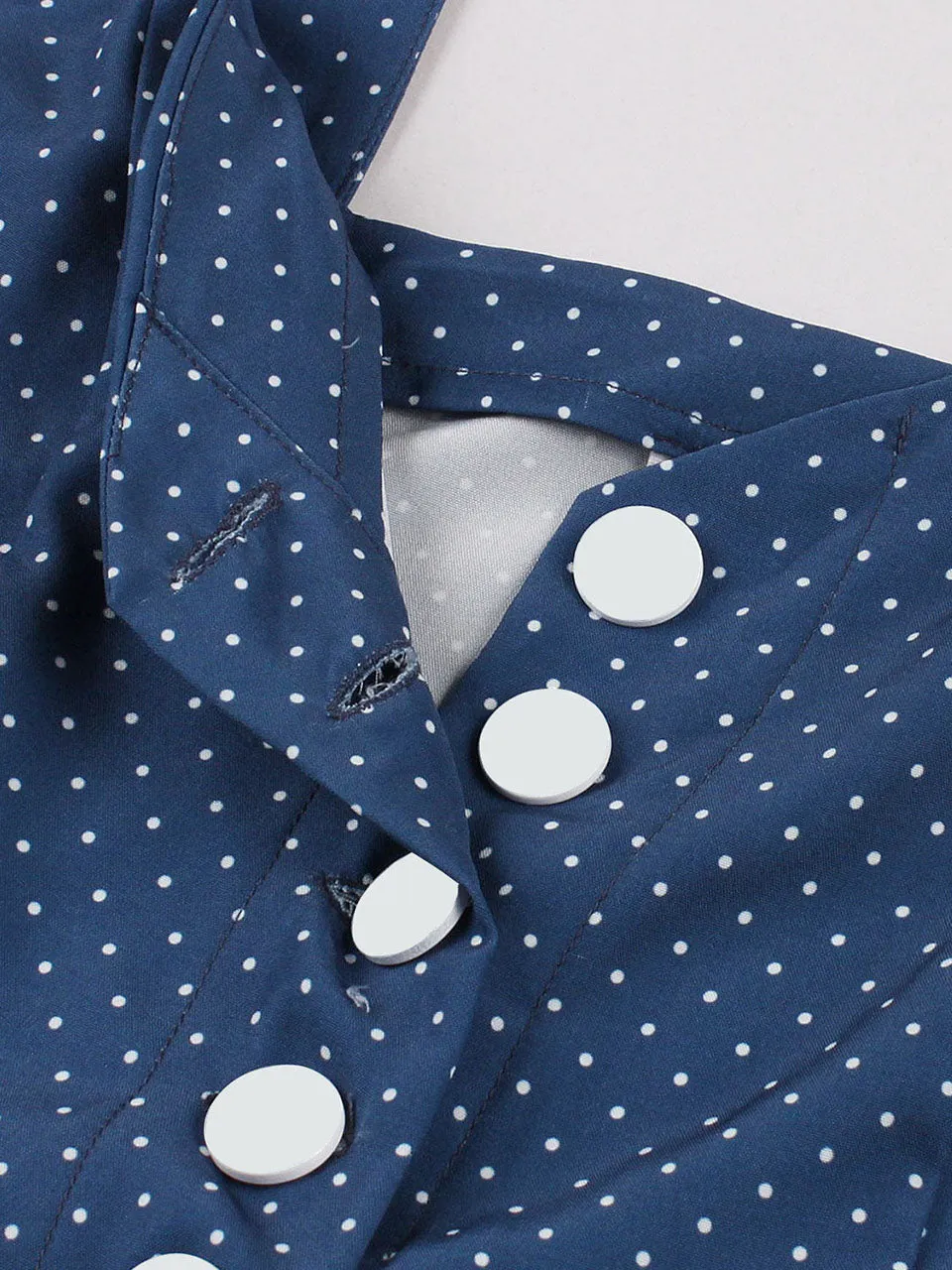 Navy Polka Dots Strap 1950s Vintage Swing Dress