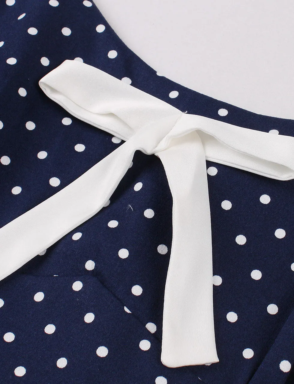 Navy Spaghetti Strap Polka Dots 1950S Swing Dress