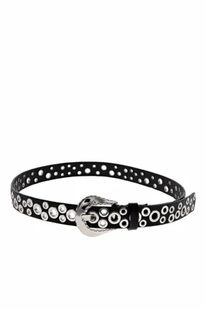 New Tex Black Leather Studded Belt