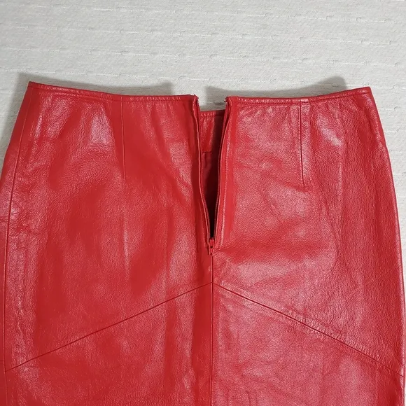 Newport News Easy Style Women's Red 100% Leather Studded Skirt. Size 12