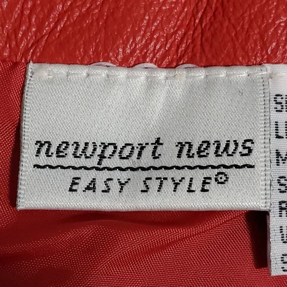 Newport News Easy Style Women's Red 100% Leather Studded Skirt. Size 12