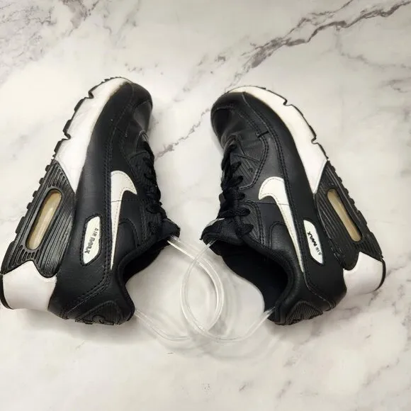 Nike Air Max 90 Black White Sneakers Shoes Youth Boys CD6867-010 Size 2Y