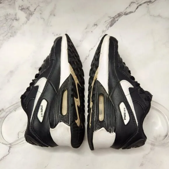Nike Air Max 90 Black White Sneakers Shoes Youth Boys CD6867-010 Size 2Y