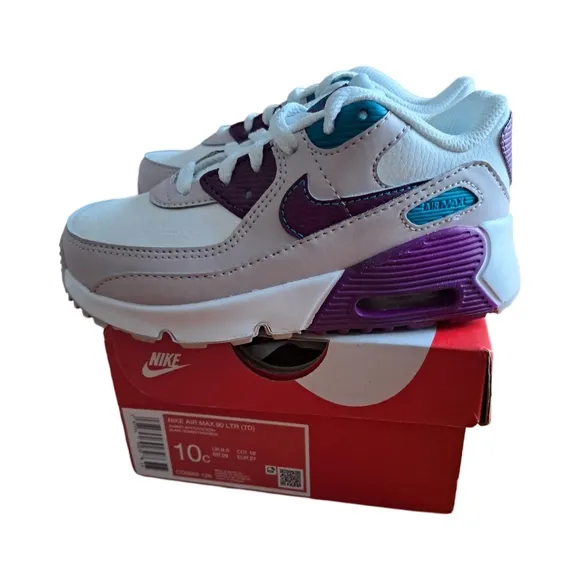 Nike Kids Air Max 90 LTR (TD) White/ Viotech/ Platinum Violet
