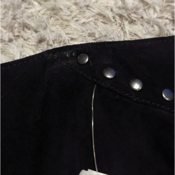 NWT Danier leather suede black studded mini skirt
