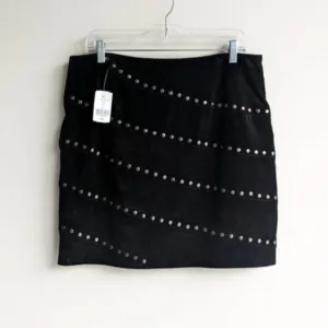 NWT Danier leather suede black studded mini skirt